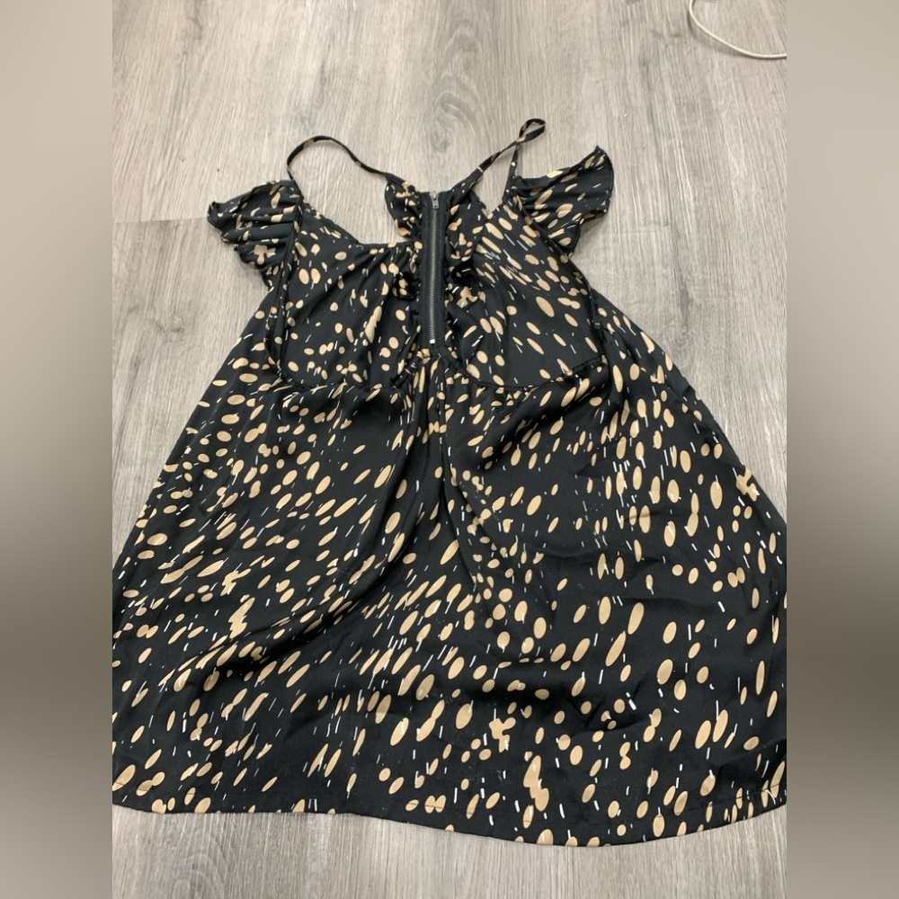 Black Tan Ruffle Racerback Tank Top Flowy Camisole One Size - Picture 8 of 15